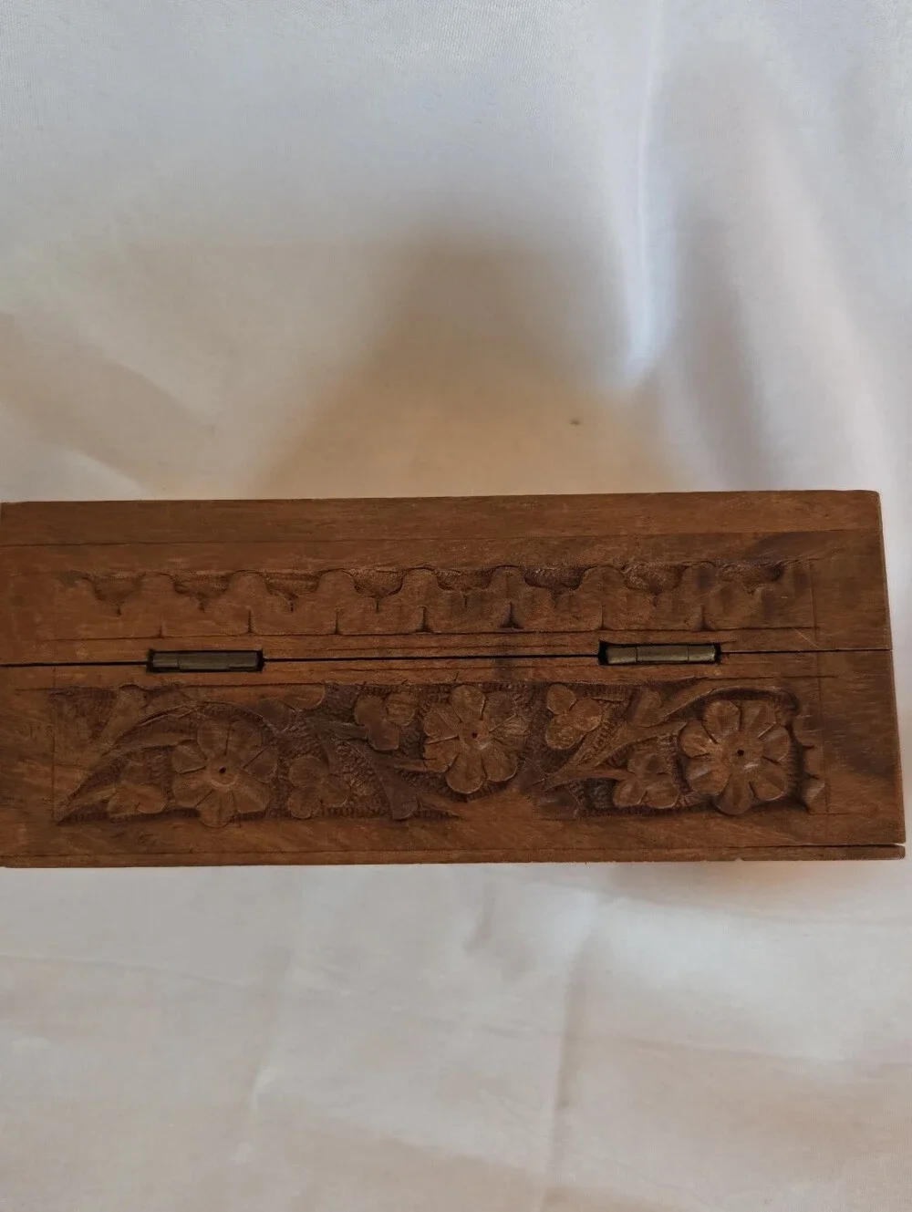 Vintage Hand Carved Wooden Taj Mahal Inlay Trinket Box India